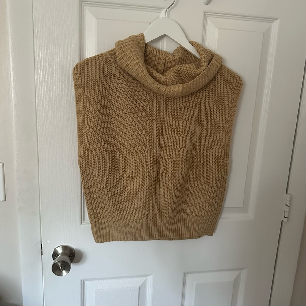 Tan Cowl Neck Tank Top Sweater